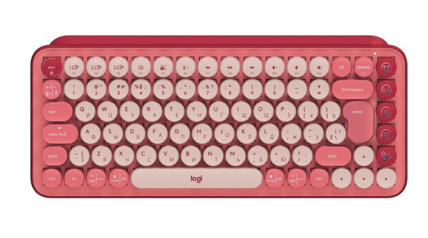Klaviatura Logitech POP Keys Wireless Mechanical Keyboard With Emoji Keys - HEARTBREAKER_ROSE 