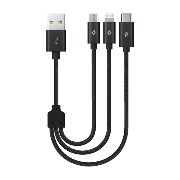 Micro USB kabeli Ttec Alumicable Trio Charge / Data Mini Cable, Black