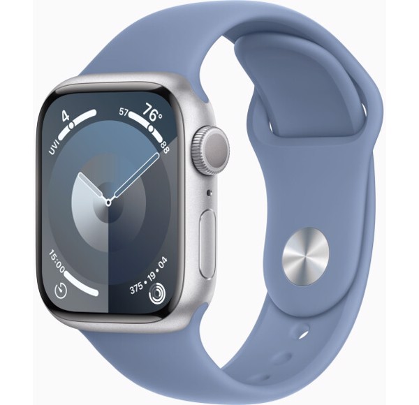 Smart saat Apple Watch Series 9 GPS 41mm Silver Aluminium Case with Winter Blue Sport Band