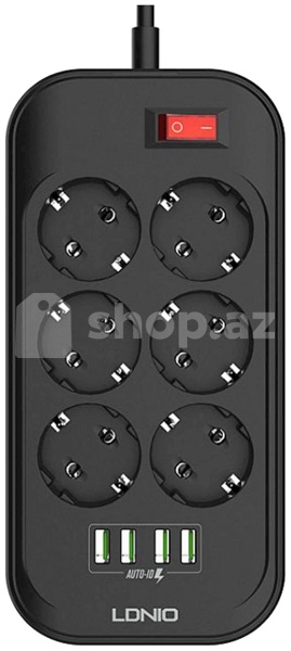 Şəbəkə elektrik filteri Ldnio Defender Series 6 Socket (SE6403)