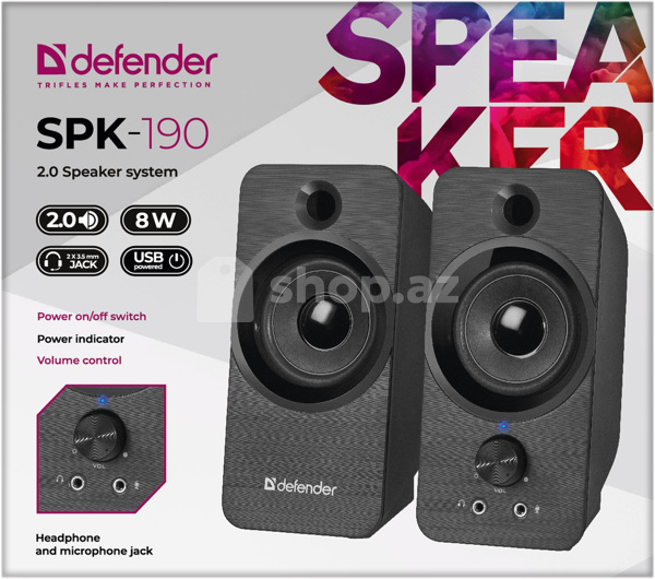 Akustik sistem Defender SPK-190 2.0 , black, 8W, USB powered