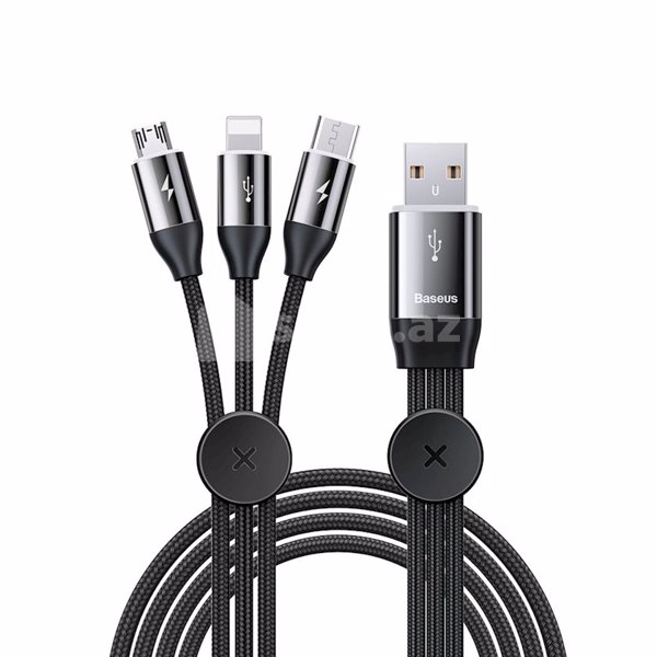 Micro USB, USB Type-C, Lightning Baseus CAMLT- FX01 Baseus Car Co- sharing Cable USB For M+L+T 3.5A 1m