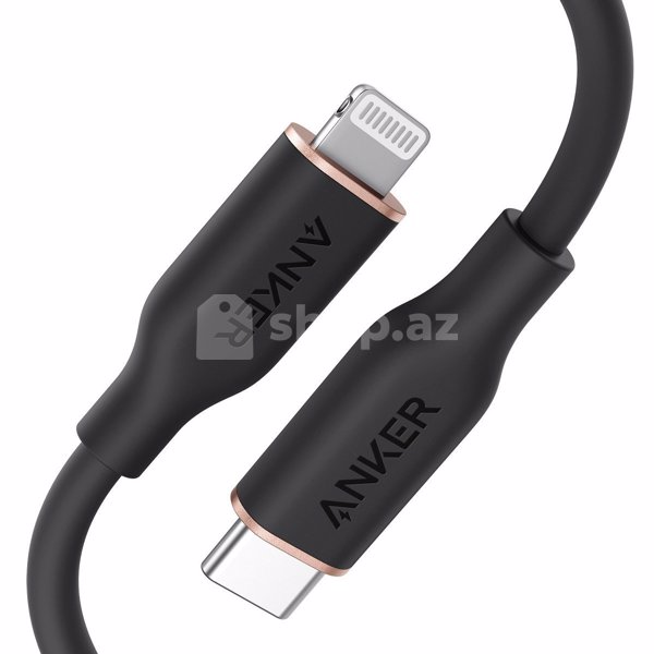 USB Type-C to Lightning  kabeli Anker PowerLine Soft Black