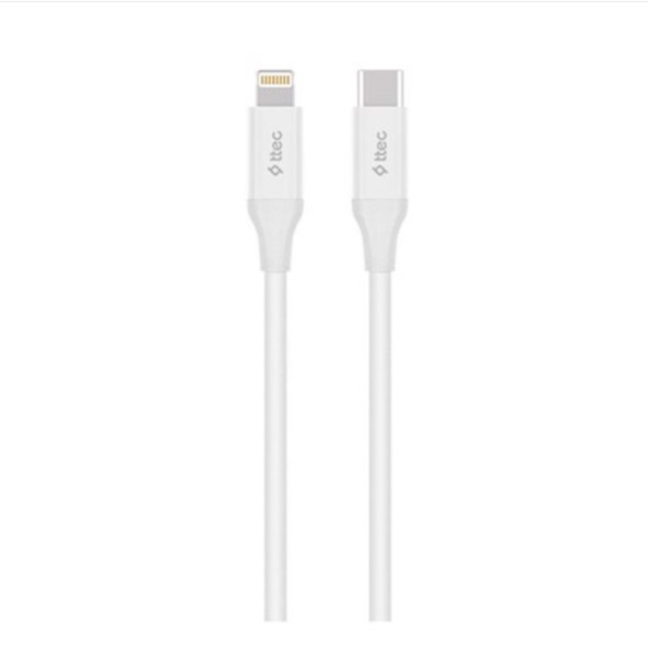 USB Type-C to Lightning  kabeli Ttec Type-C - Lightning Fast Charging Cable 150 cm, White