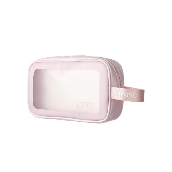 Kosmetika çantası Miniso Translucent with Strap Handle (Pink)