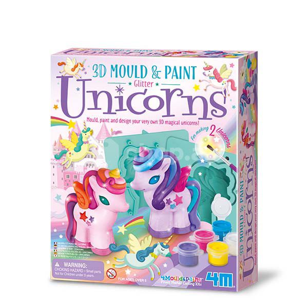 Uşaq yaradıcılığı üçün dəst 4M 3D Mould & Paint - Glitter Unicorns