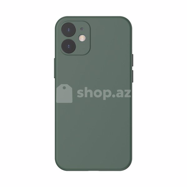 Telefon ücün keys Baseus Liquid Silica Gel Case Flexible gel case iPhone 12 mini Dark green (WIAPIPH54N-YT6A)