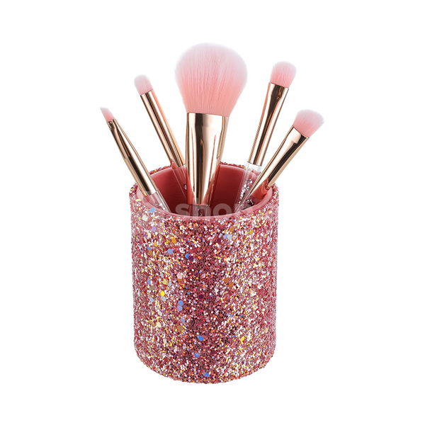 Makiyaj fırçası dəsti Miniso Sparklindg Stars Cyliner Box(6pcs)(Pink)