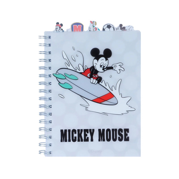 Bloknot Miniso Mickey Mouse Sports Collection A5 Wire-bound with PP Separator (120 Sheets)(Gray)