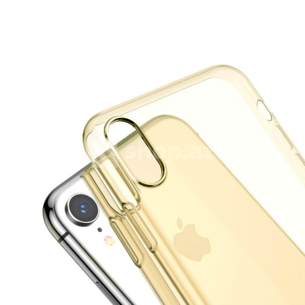 Telefon ücün keys Baseus iPhone Xs Max case Simplicity (dust-free) Transparent Gold 