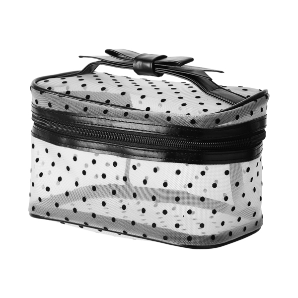 Kosmetika çantası Miniso Mesh Series Dots Rectangle (Black)