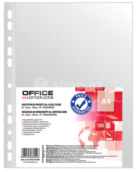 Ləvazimat üçün qovluq Office  Product A4 30 mikron (1 paç. = 100 ədəd) Orange Peel 21141115-80 