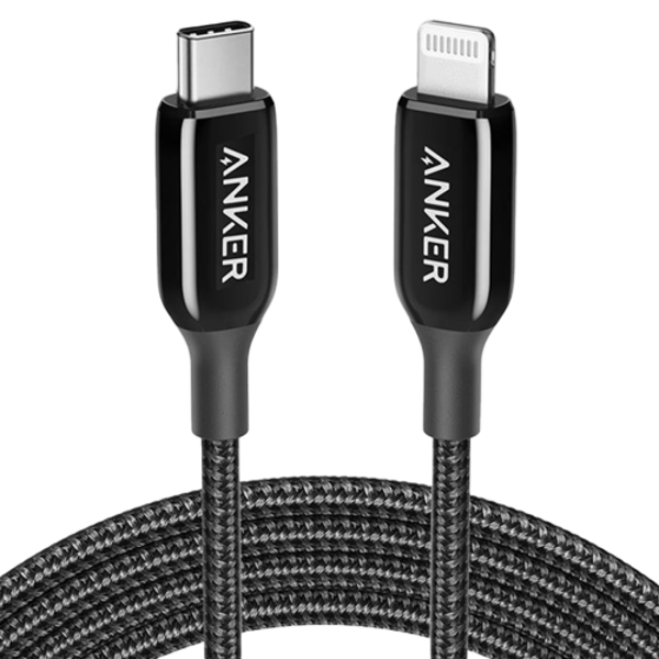 USB Type-C to Lightning  kabeli Anker PowerLine+III USB-C cable with Lightning connector 6ft B2B - UN Black 