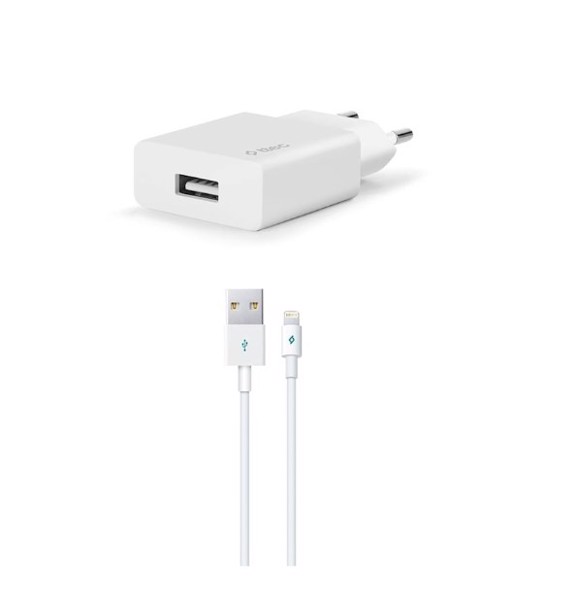 Adapter Ttec SmartCharger Travel Charger, 2.1A, USB-A + Lightning Cable White (2SCS20LB) 