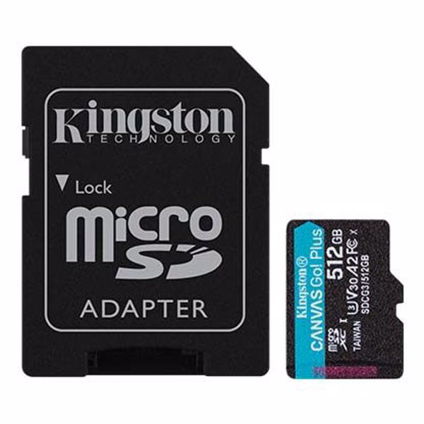 Yaddaş kartı Kingston 512GB microSDXC Canvas Go Plus 170R A2 U3 V30 Card + ADP SDCG3/512GB