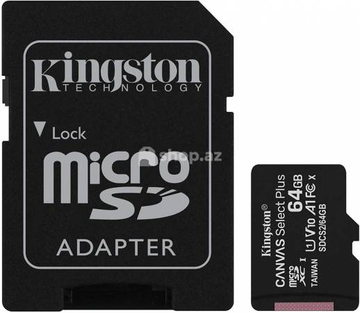 Yaddaş kartı Micro SD Kingston 64G Select Pls 100R C10