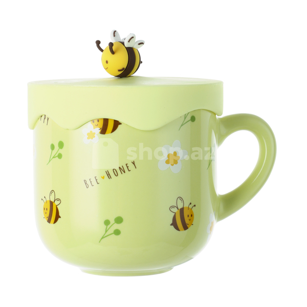 Fincan Miniso Bee Series Ceramic Cover 400mL(Yellow)