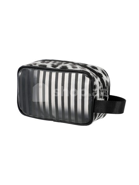Kosmetika çantası Miniso Striped Color-matching Square (Leopard Print.Black)