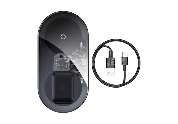 Wirelless Charger Baseus Simple 2in1 Pro Edition For iPhones+AirPods Transparent