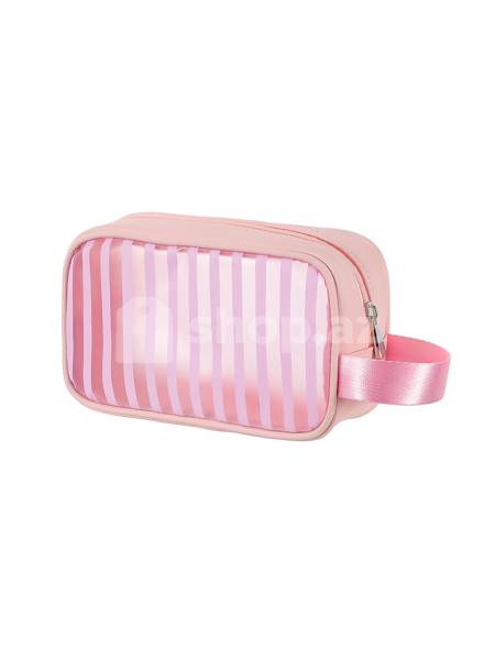 Kosmetika çantası Miniso Striped Color-matching Square (Pink Patterned.Pink)