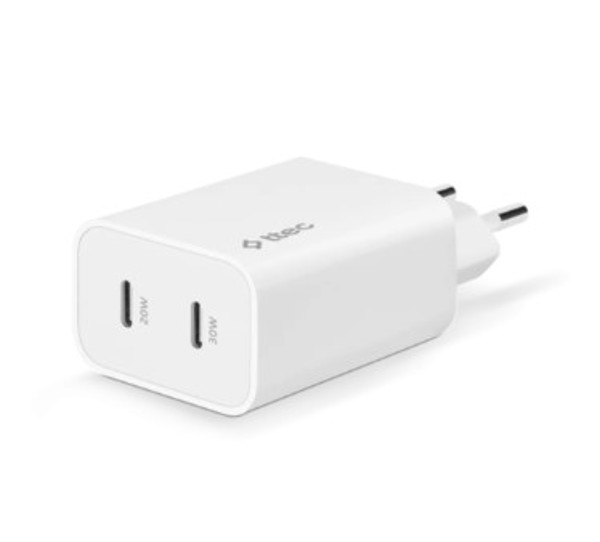 Adapter Ttec SmartCharger Duo GAN PD 50W Fast Travel Charger USB-C + USB-C,White