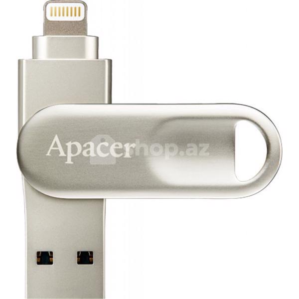 Fleş kart Apacer 64 GB USB 3.1 Gen1 Lightning AH790 Silver (IOS, Mac)