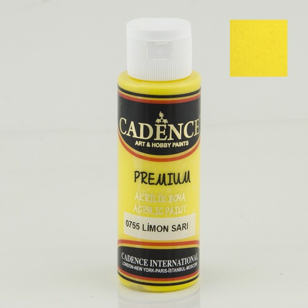 Dekorativ akril boya Cadence Premium 0755 Lemon Yellow 70 ml