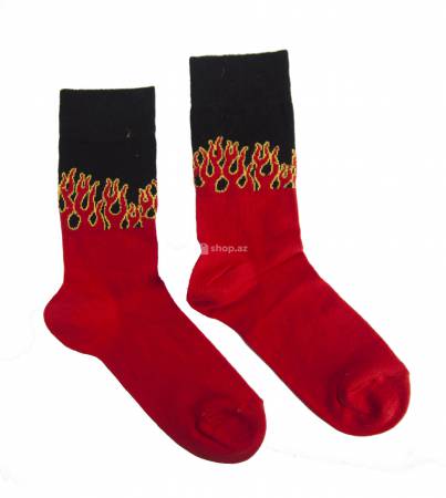 Kişi corabı Funny Socks Qırmızı alov