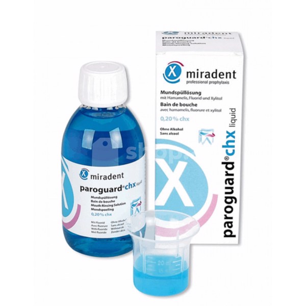 Ağız boşluğu üçün yaxalayıcı Miradent Paraguard CHX Liquid 200 ml