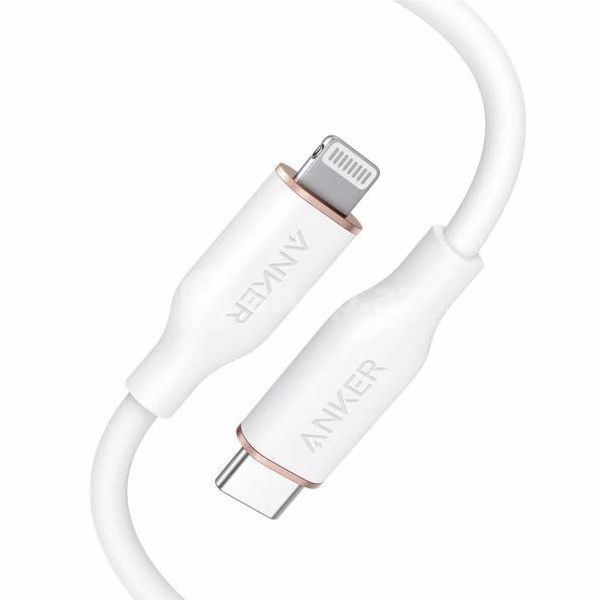 USB Type-C to Lightning  kabeli Anker PowerLine III Flow USB-C with Lightning Connector 3ft B2B - UN (excluded CN, Europe) White 