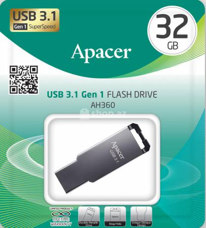 Fleş kart Apacer 32GB 3.1 Gen1 AH360 Black Nickel