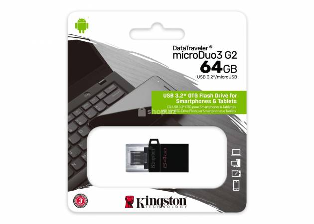 Fleş kart Kingston 64GB DT MicroDuo 3 Gen 2