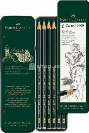  Qrafit Karandaş Graphite 9000 tin of 6 Faber Castell