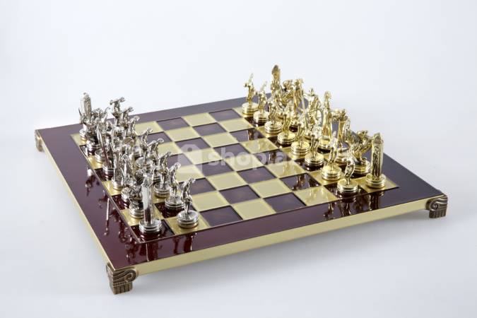  Şahmat Madon Discuss Thrower set with gold-silver chessmen/Red chessboard