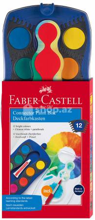  Boya Faber Castell Bağlayıcı boya qutusu mavi 12 + fırça